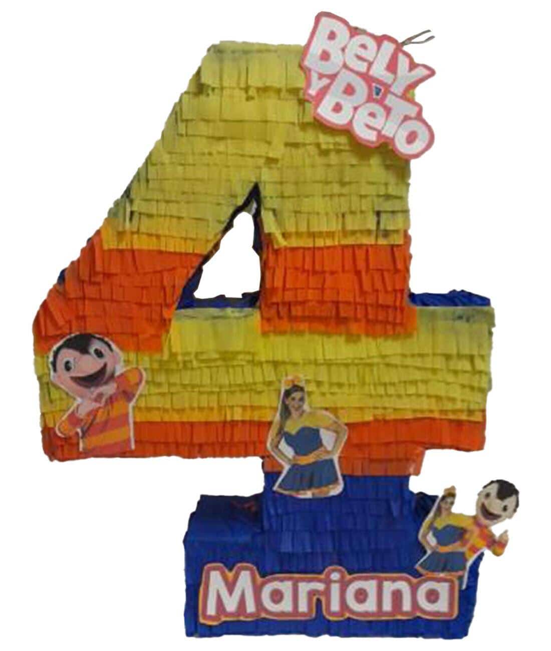 Bely y Beto Number Shape Pinata, Birthday Party, Holiday Event 3 Feet Tall  - Viva Party