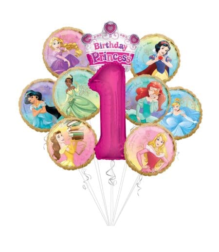 Princess Once Upon A Time Happy Birthday Balloon Arrangement (10 Balloons) – Viva Party
