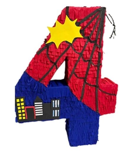Spider Man Number Four Shaped Pinata – Viva Party