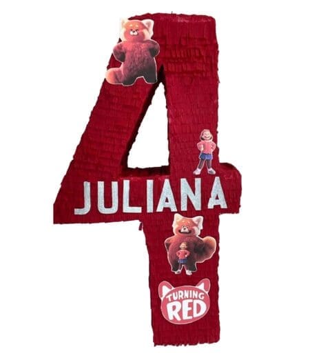 Red Number Four Shaped Pinata – Viva Party
