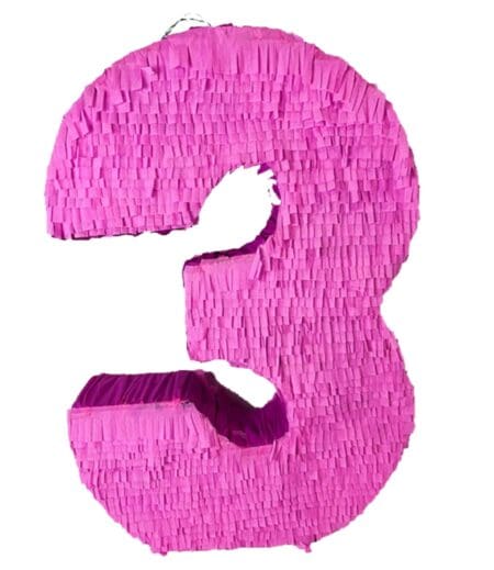 Pink Number Three Shaped Pinata – Viva Party