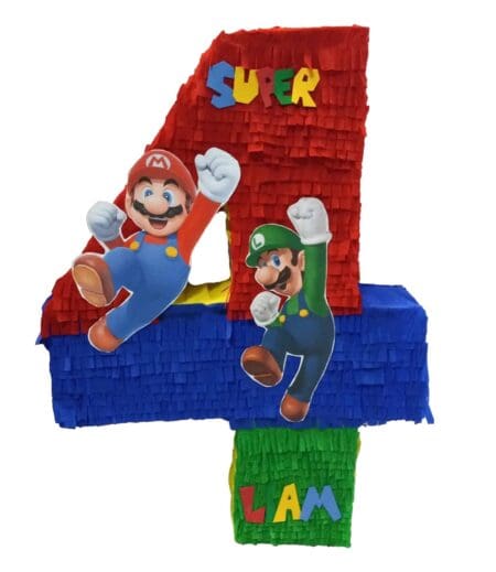 Super Mario Bros Number 4 Shaped Pinata – Viva Party