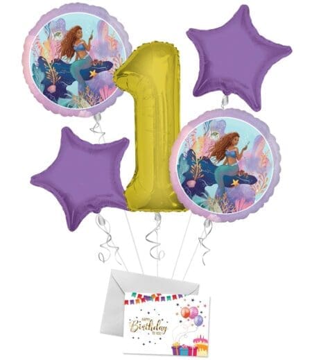 Little Mermaid Live Active Happy Birthday Balloon Bouquet (5 Balloons) – Viva Party