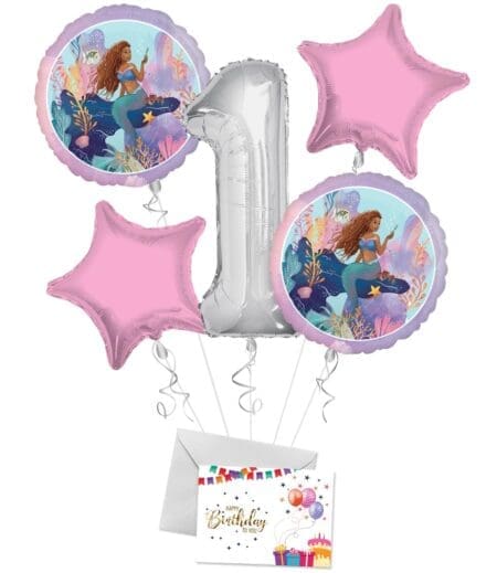 Little Mermaid Live Active Happy Birthday Balloon Bouquet (5 Balloons) – Viva Party