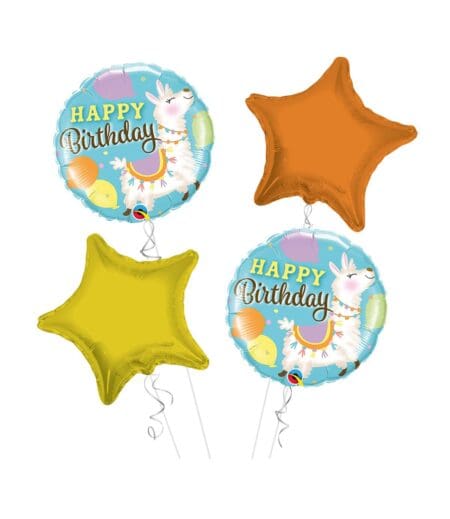 Llama Happy Birthday Balloon Bouquet 4pc – Viva Party