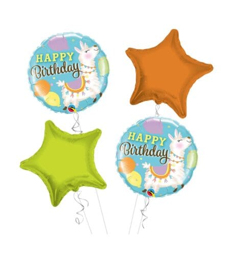 Llama Happy Birthday Balloon Bouquet 4pc – Viva Party