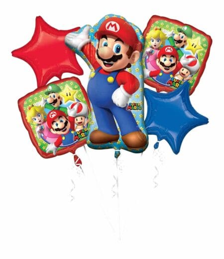 Super Mario Bros. Birthday Foil Bouquet of Balloons