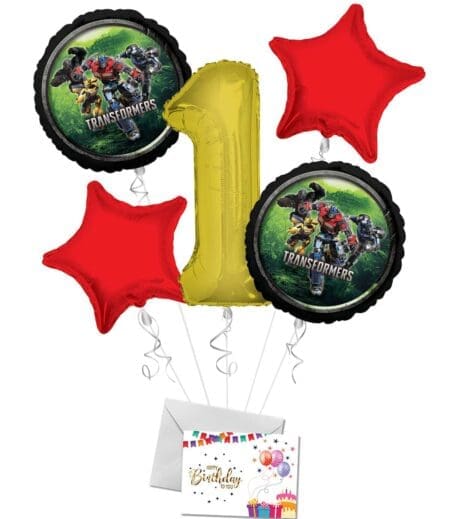 Transformers, Happy Birthday Balloon Bouquet (5 Balloons) – Viva Party
