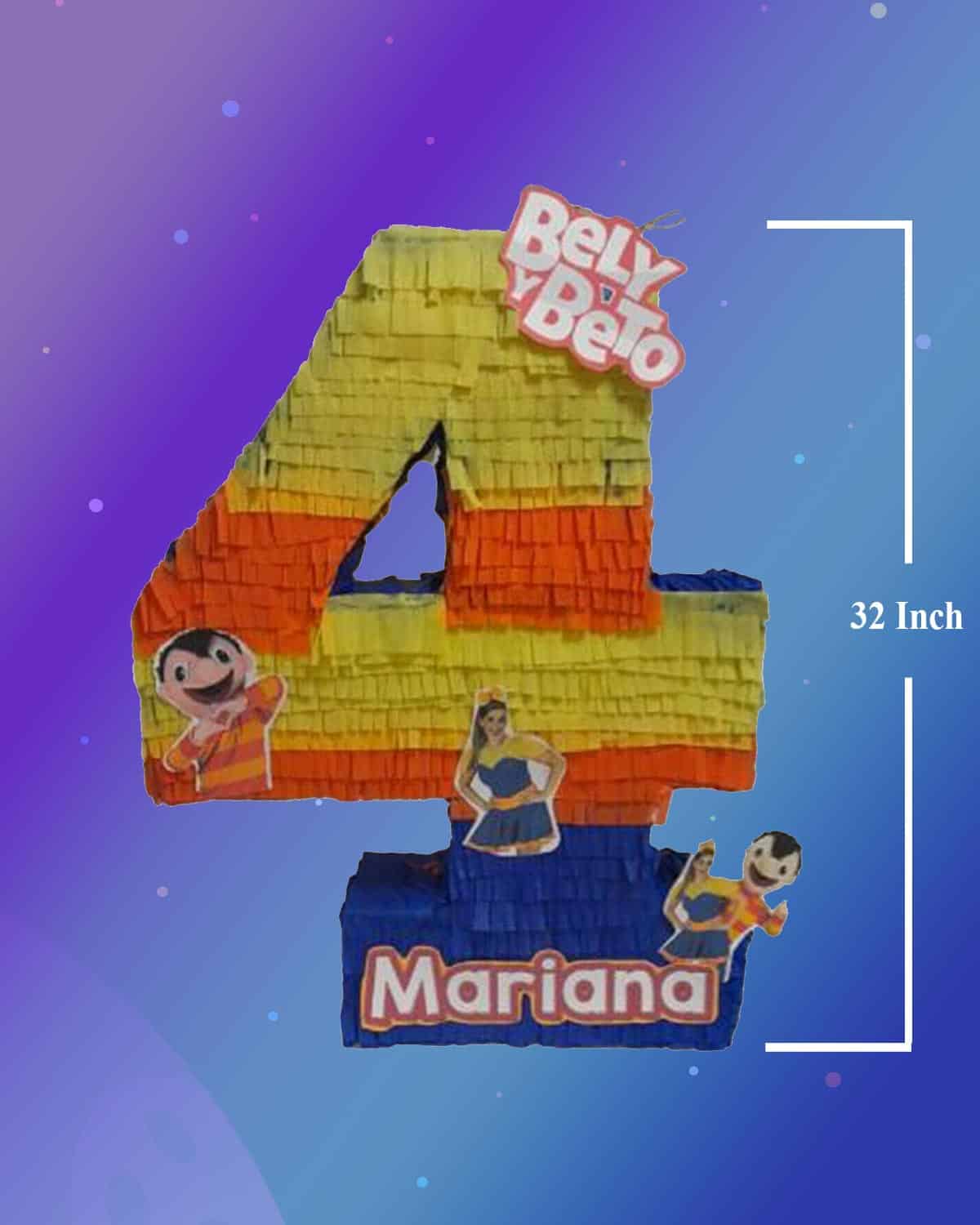 Bely y Beto Number Shape Pinata, Birthday Party, Holiday Event 3 Feet Tall  - Viva Party