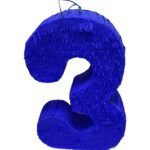 Handmade Royal Blue Number 3 Piñata | Custom Birthday Party Decoration – Viva Party