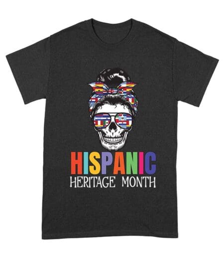 Hispanic Heritage Month Skeleton Woman with Sunglasses & Scarf - Country Flags Design Unisex Adult – Viva Party