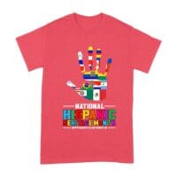 Celebrate National Hispanic Heritage Month: Hand with Country Flags T-Shirt Unisex Adult
