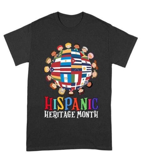 Hispanic Heritage Month T-Shirt | Celebrate Diversity with Colorful Kids & Flags Unisex Adult – Viva Party