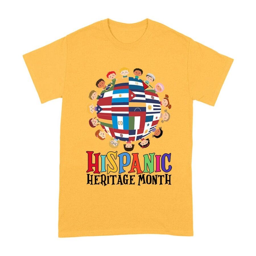 Hispanic Heritage Month T-Shirt | Celebrate Diversity With Colorful Kids &Amp; Flags Unisex Adult
