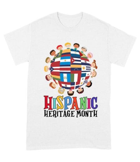 Hispanic Heritage Month T-Shirt | Celebrate Diversity with Colorful Kids & Flags Unisex Adult