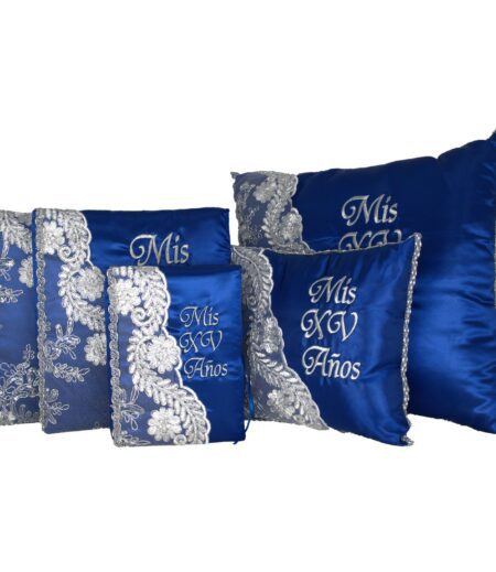 5 Pc Royal Blue and Silver Lace